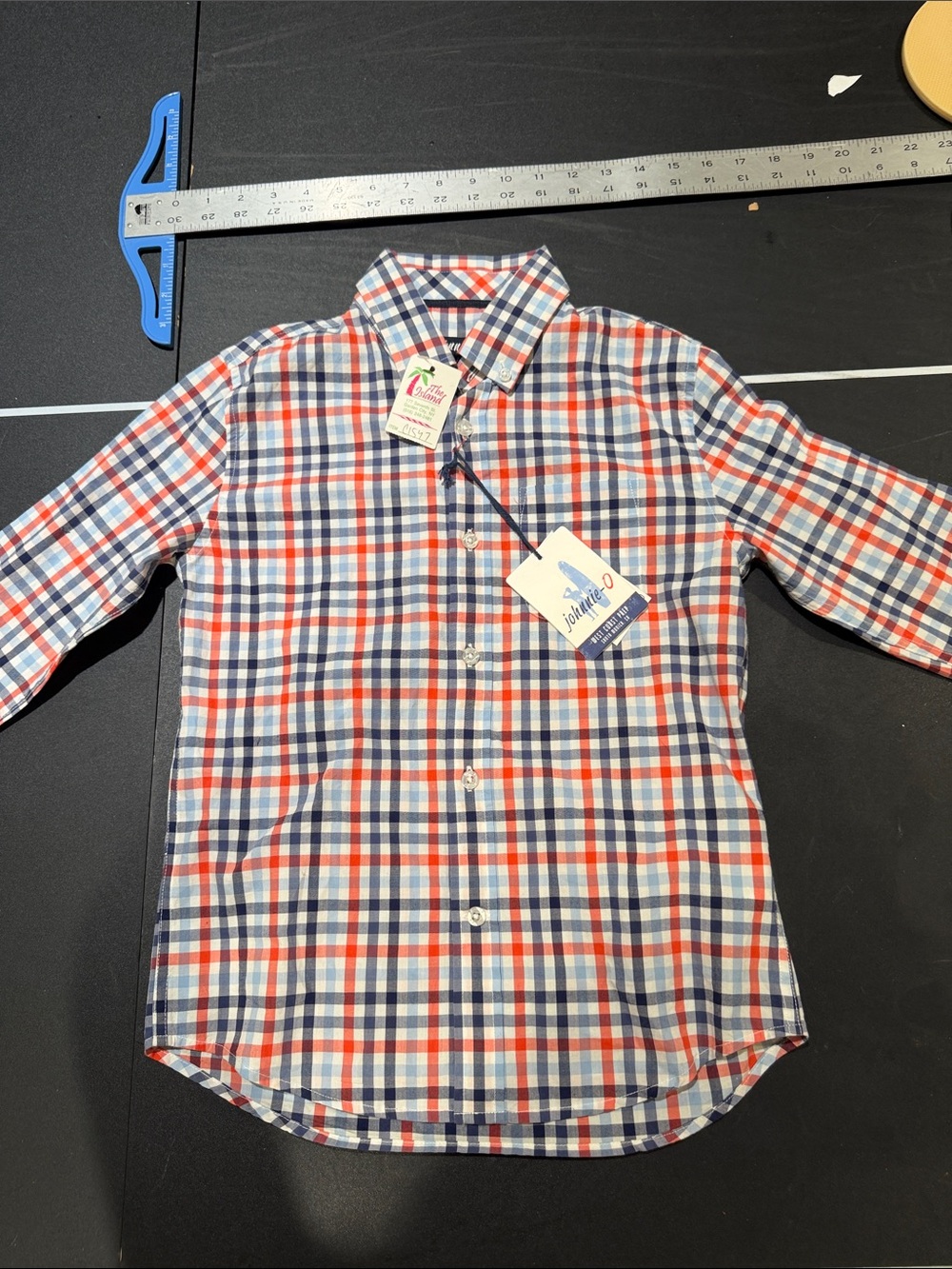 Boys 8 johnny-o NWT Button-Down Shirt - Red, Navy & White